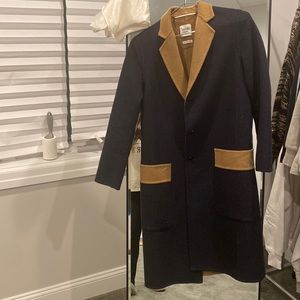 Hermes 100% cashmere brown and navy coat